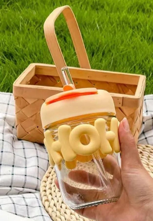 Glass Tumbler Mug with Lid & Silicon Sleeve